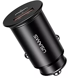 Автомобильное зарядное устройство с быстрой зарядкой Usams C15 30w PD/QC4.0 USB-C/USB-A ports car charger black (US-CC097) - фото Автомобильное зарядное устройство с быстрой зарядкой Usams C15 30w PD/QC4.0 USB-C/USB-A ports car charger black (US-CC097)
