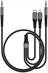 Аудио кабель XO NB178C AUX 3-in-1 mini Jack 3.5 - USB-C/Lightning/mini Jack 3.5 M/M Cable 1 м чёрный