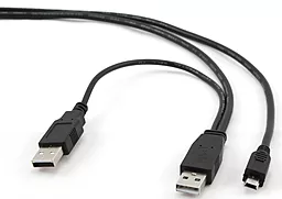 Шлейф (Кабель) Cablexpert USB 2.0 AMx2 - Mini 5P 0.2м Black (CCP-USB22-AM5P-3)