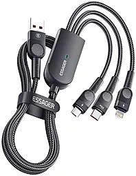 USB Кабель Essager Swift  66w 1.2m 3-in-1 USB to micro/Lightning/Type-C cable black (EXCMTL-XJ01)