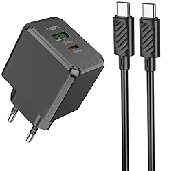 Сетевое зарядное устройство Hoco CS14A 20w PD USB-C/USB-A ports charger + USB-C to USB-C cable black - фото Сетевое зарядное устройство Hoco CS14A 20w PD USB-C/USB-A ports charger + USB-C to USB-C cable black