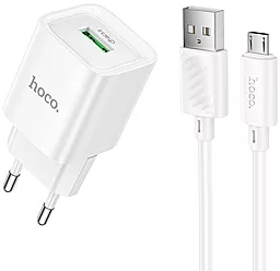 Мережевий зарядний пристрій Hoco C145A 18w QC home charger + micro USB cable white - фото Мережевий зарядний пристрій Hoco C145A 18w QC home charger + micro USB cable white