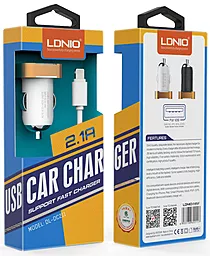 Автомобильное зарядное устройство LDNio USB Car Charger 2.1A Lightning White/Gold (DL-C211)
