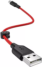 Кабель USB Hoco X21 Plus Silicone 0.25M micro USB Cable Black/Red - миниатюра 3