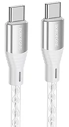 USB PD Кабель Borofone BX96 Ice Crystal Silicone 60W 3A USB Type-C - Type-C Cable Gray
