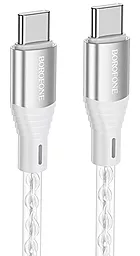 Кабель Borofone BX96 Ice Crystal Silicone USB Type-C - Type-C 60w 3a 1м PD cable Gray - фото Кабель Borofone BX96 Ice Crystal Silicone USB Type-C - Type-C 60w 3a 1м PD cable Gray