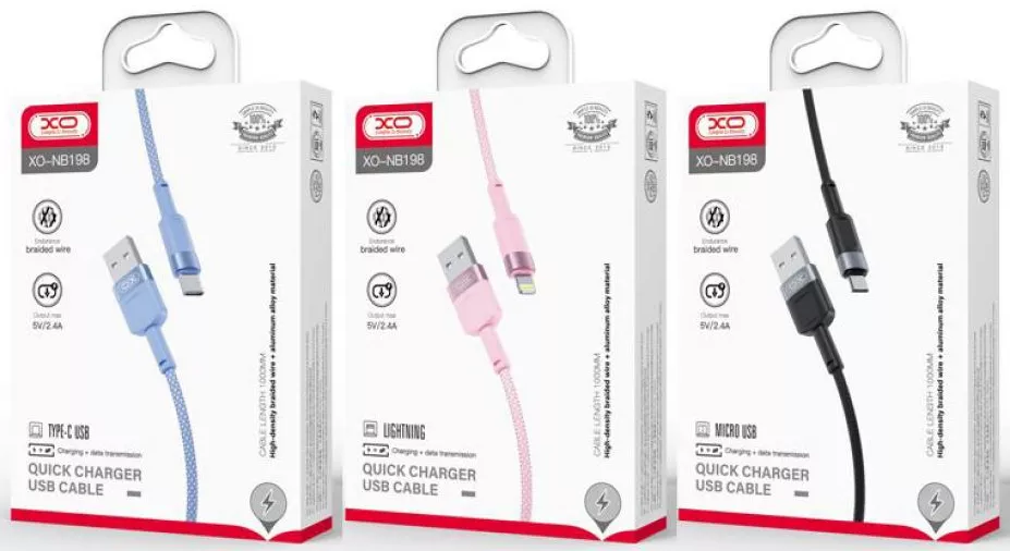 Кабель XO NB198 USB-A - Type-C 12w 2.4a 1м cable Pink - фото 2
