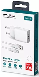 Сетевое зарядное устройство Walker WH-26 2.1a USB-A charger + USB-C cable white - миниатюра 3