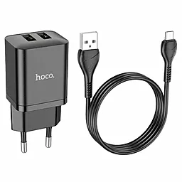 Мережевий зарядний пристрій Hoco N25 2.1a 2xUSB-A ports charger + mirco USB cable black - мініатюра 3 Мережевий зарядний пристрій Hoco N25 2.1a 2xUSB-A ports charger + mirco USB cable black - мініатюра 3