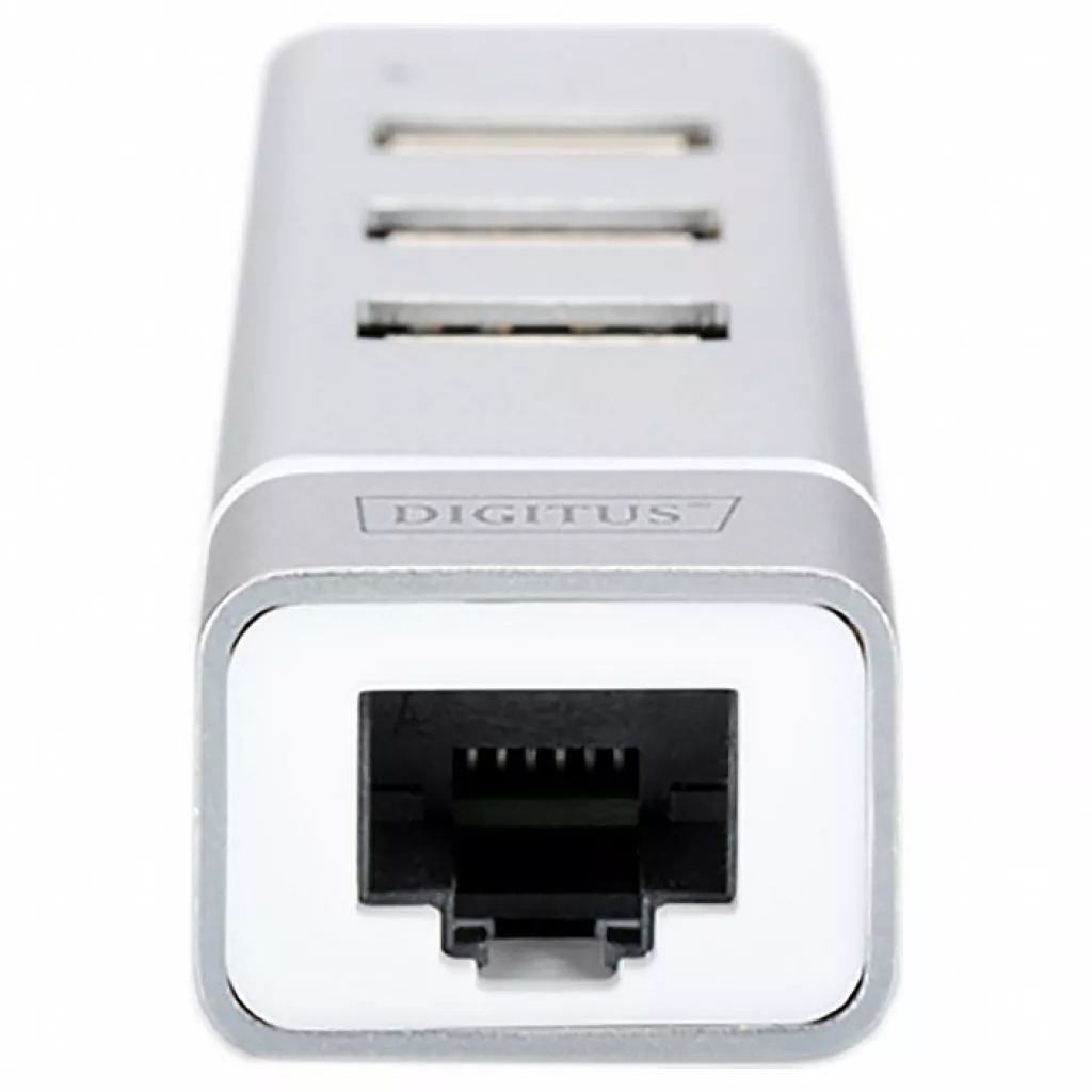 Концентратор USB со встроенным сетевым разъемом Digitus USB Type-C, 3xUSB+Fast Ethernet Silver (DA-70253) - фото 3