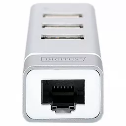 Концентратор USB з вбудованним мережевим роз'ємом Digitus USB Type-C, 3xUSB+Fast Ethernet Silver (DA-70253) - мініатюра 3