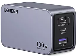 Мережевий зарядний пристрій Ugreen X757 Nexode Pro 100w GaN PD/QC 2xUSB-C/USB-A charger Grey (25874) - мініатюра 2