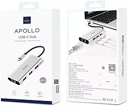 USB хаб WIWU Adapter Apollo USB-C -> RJ45 + 3xUSB3.0 HUB Gray (A430R) - миниатюра 2