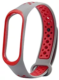 Сменный ремешок для фитнес трекера Sport for Xiaomi Mi Band 3/Mi Smart Band 4 Nike Series Grey/Red