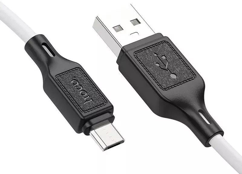 Кабель Hoco X90 Cool Silicone USB-A - micro USB 12w 2.4a 1м cable White - фото 3