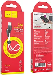 Кабель USB Hoco X21 Plus Silicone 0.25M micro USB Cable Black/White - миниатюра 4