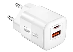 Сетевое зарядное устройство WIWU 33w PD/QC USB-C/USB-A ports home charger white (Wi-U008)