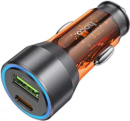 Автомобільний зарядний пристрій Hoco NZ12A 42w USB-C/USB-A ports fast charger Orange - фото Автомобільний зарядний пристрій Hoco NZ12A 42w USB-C/USB-A ports fast charger Orange