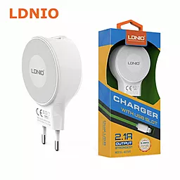Мережевий зарядний пристрій LDNio Home Charger 2.1A + Lightning USB cable White (A2269)