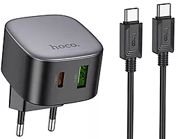 Сетевое зарядное устройство Hoco CS32A 20w PD USB-C/USB-A ports charger + USB-C to USB-C cable black - фото Сетевое зарядное устройство Hoco CS32A 20w PD USB-C/USB-A ports charger + USB-C to USB-C cable black