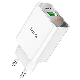 Сетевое зарядное устройство Hoco C100A 20w PD USB-C/USB-A ports charger white