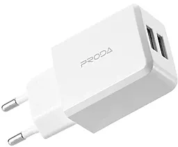 Сетевое зарядное устройство с быстрой зарядкой Proda 2.1a 2xUSB-A ports home charger + Lightning cable white (PD-A22) - миниатюра 5