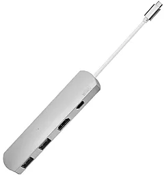 Мультипортовый USB Type-C хаб (концентратор) WIWU Dock T3 Plus USB-C -> USB-C/HDMI/2xUSB3.0 Silver
