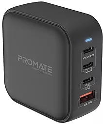 Сетевое зарядное устройство Promate GaNPort4 100w GaN PD/QC 3xUSB-C/USB-A ports charger black