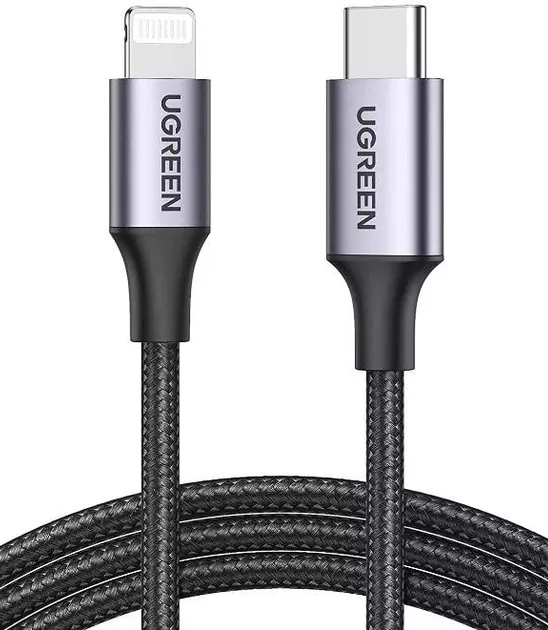 Кабель Ugreen US304 MFI USB Type-C - Lightning 36w 3a 1м PD сable Black (60759) - фото 1