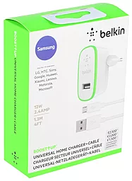 Сетевое зарядное устройство Belkin USB Home Charger (2.4A) + кабель Micro-USB White  (F8M886vf04-WHT) - миниатюра 4