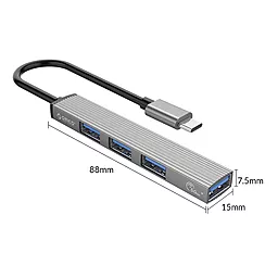 USB Type-C хаб Orico Type-C - USB3.0, 3xUSB2.0 Gray (AH-13-GY-BP) - миниатюра 6