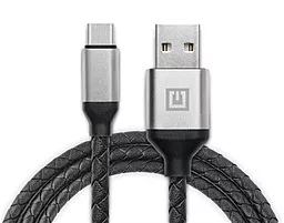 USB Кабель REAL-EL Premium Leather USB Type-C Cable Black - мініатюра 2
