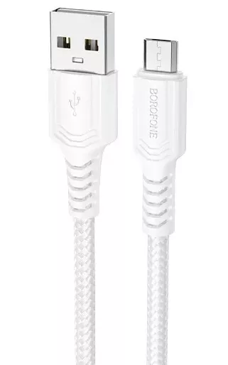 Кабель Borofone BX116 Certain USB-A - micro USB 12w 2.4a 1м Cable White - фото 1