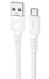 Кабель Borofone BX116 Certain USB-A - micro USB 12w 2.4a 1м Cable White - фото Кабель Borofone BX116 Certain USB-A - micro USB 12w 2.4a 1м Cable White