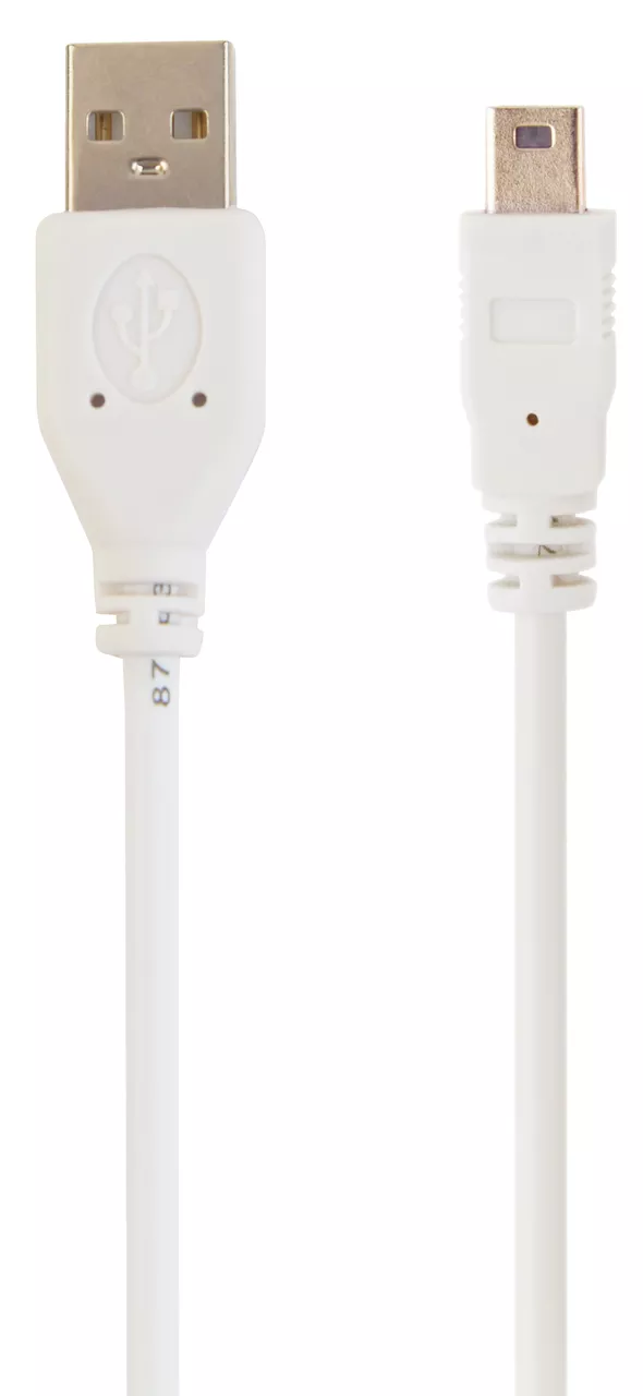 Кабель USB Cablexpert 10w 2.1a 0.9m Mini USB cable White (CC-USB2-AM5P-3) - фото 1