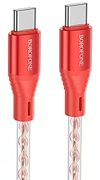 Кабель USB PD Borofone BX96 Ice Crystal Silicone 60W 3A USB Type-C - Type-C Cable Red