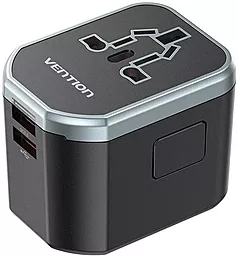Мережевий зарядний пристрій Vention 20w PD Universal Travel fast charger 2xUSB-A/USB-C ports black (FJCB0)