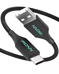 Кабель iRONN Nylon USB-A - Type-C 18w 3a 1.8м cable Black (X002VZ9ZK9) - фото Кабель iRONN Nylon USB-A - Type-C 18w 3a 1.8м cable Black (X002VZ9ZK9)
