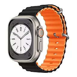 Сменный ремешок для умных часов Apple Ocean Band Design 42/44/45/49 mm Black & Orange