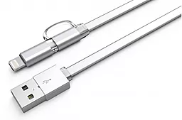 Кабель USB LDNio 2-in-1 USB Lightning/micro USB Cable White (LC84) - миниатюра 2