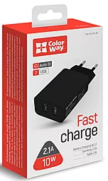 Сетевое зарядное устройство ColorWay 2.1A 2xUSB-A ports home charger black (CW-CHS015-BK) - миниатюра 4
