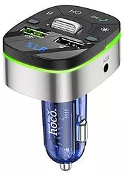 Автомобільний зарядний пристрій з FM трансмітером Hoco E71 Crystal 18w QC3.0 2xUSB-A ports charger Dark blue