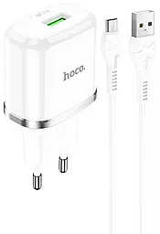 Мережевий зарядний пристрій з швидкою зарядкою Hoco N3 18w QC3.0 home charger + micro USB cable white