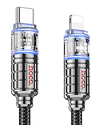 Кабель Hoco U122 Lantern Transparent USB Type-C - Lightning 27w 3a 1.2м PD сable Black - фото Кабель Hoco U122 Lantern Transparent USB Type-C - Lightning 27w 3a 1.2м PD сable Black