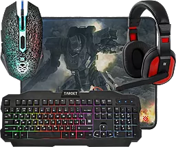 Комплект (клавиатура+мышка+коврик+гарнитура) Target MKP-350 (52350) Black - фото Комплект (клавиатура+мышка+коврик+гарнитура) Target MKP-350 (52350) Black