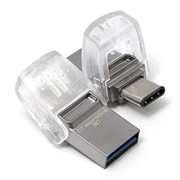 Флешка Kingston DT Micro 32GB USB 3.1+Type-C (DTDUO3C/32GB) Metal Silver - миниатюра 2