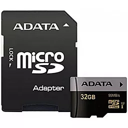 Карта пам'яті ADATA microSDHC 32GB Premier Pro Class 10 UHS-I U3 V30 + SD-адаптер (AUSDH32GUI3V30G-RA1) - фото Карта пам'яті ADATA microSDHC 32GB Premier Pro Class 10 UHS-I U3 V30 + SD-адаптер (AUSDH32GUI3V30G-RA1)