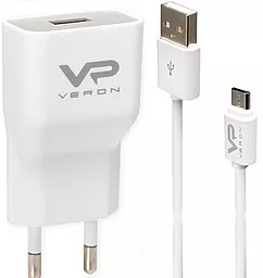 Мережевий зарядний пристрій з швидкою зарядкою Veron AD19M home charger 2A + micro USB cable white
