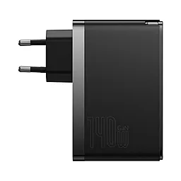 Мережевий зарядний пристрій Baseus GaN5 Pro 140W 1xUSB/2xUSB-C Ports + USB C-C 240W Cable Black (CCGP100201) - мініатюра 3