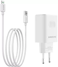 Сетевое зарядное устройство с быстрой зарядкой Borofone BA32A Bright power 18w QC3.0 home charger + micro USB cable white - фото Сетевое зарядное устройство с быстрой зарядкой Borofone BA32A Bright power 18w QC3.0 home charger + micro USB cable white
